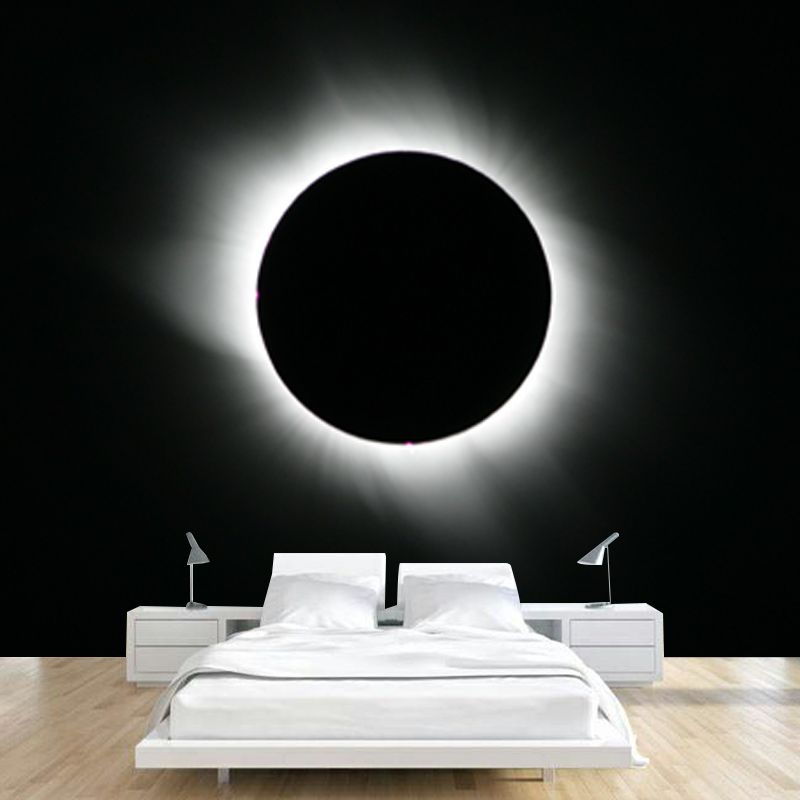 Waterproof Moon Eclipse Mural Wallpaper Modern Non-Woven Wall Decor, Custom-Printed