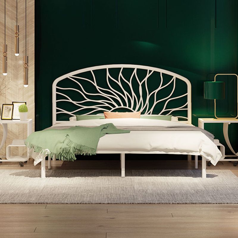 Glam Bed Frame with Arched Headboard, Metal Open-Frame Bed, 41" Tall