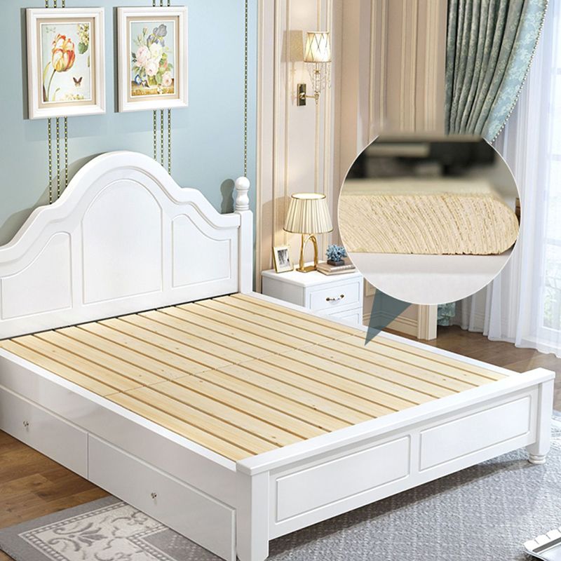 Victorian Style White Standard Bed Pine Wood Bed Frame with Custom Gold Legs