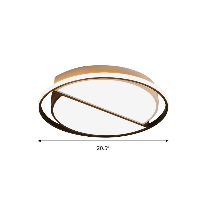 2 Lampada da incasso semicircolare Lampada da soffitto moderna a LED in metallo nero/bianco e nero per camera da letto in bianco caldo/caldo, 16,5"/20,5"/24,5" W