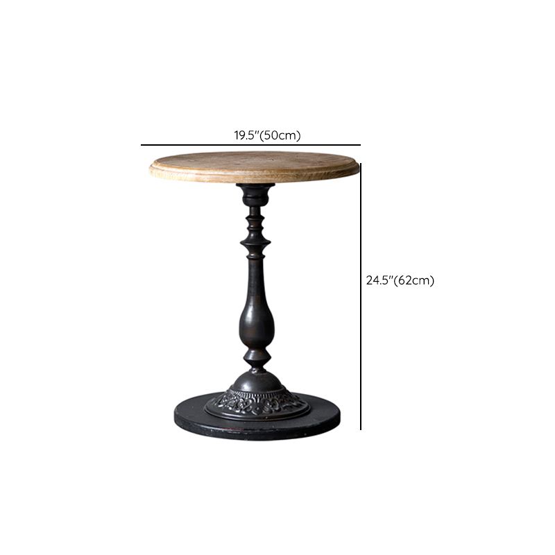 Solid Wood Pedestal Round Rustic Distressed Living Room End Table