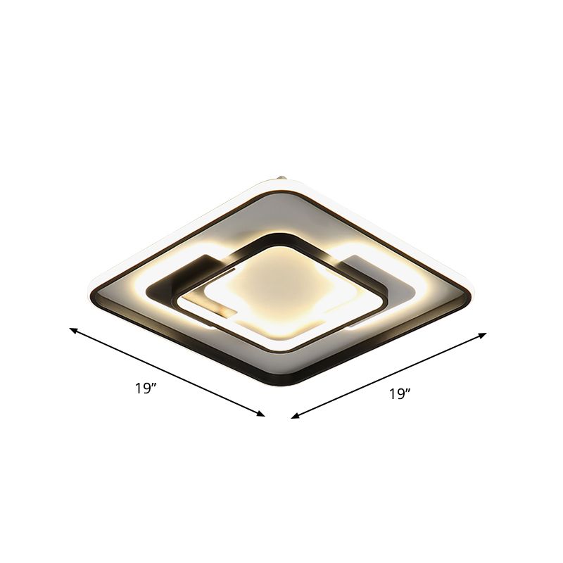 Schwarze, superdünne Unterputzbeleuchtung, moderne Acryl-LED-Deckenleuchte in runder/quadratischer/rechteckiger Form mit warmem/weißem Licht
