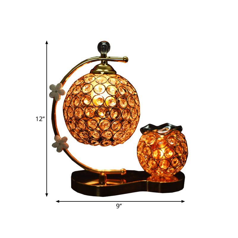 Wereldwijd kristal ingelegde bureaulamp eenvoud Single Head Gold Night Table Light met bloemen decor
