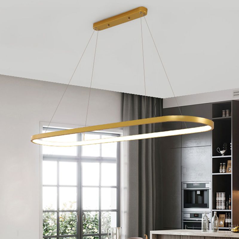 Luz de la isla contemporánea de metal ovalado 1 luces de la isla ligera en oro