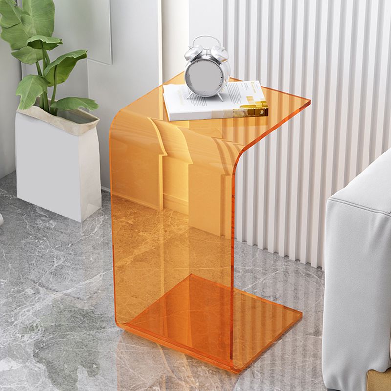 Acrylic Sofa Side Accent Table C-Shape Contemporary Corner Table for Living Room