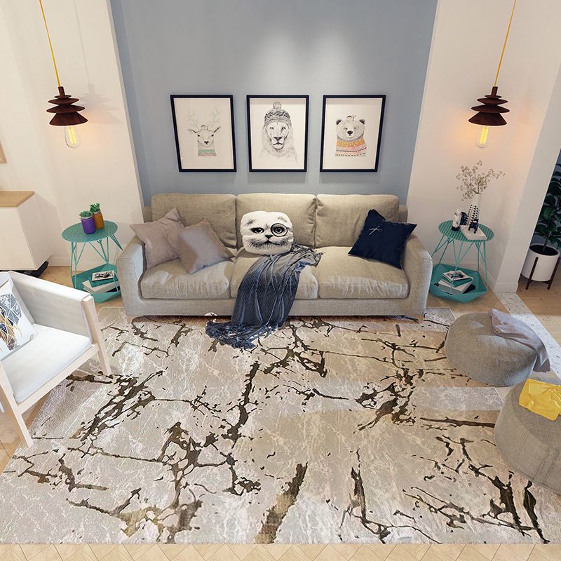 Beige Modern Rug Polyester Graphic Indoor Rug Stain Resistant Rug for Living Room