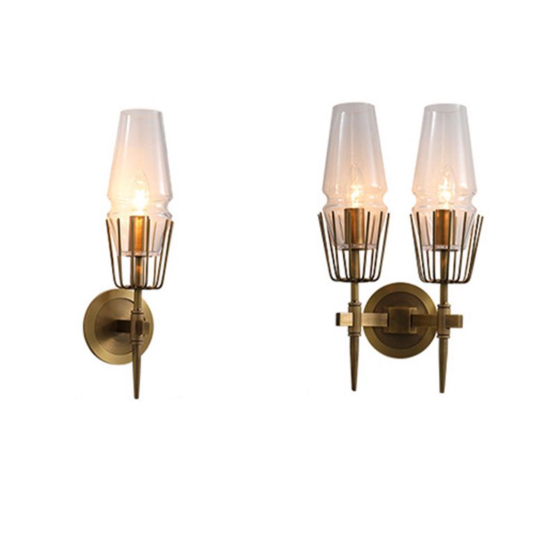 Metal Geometric Shape Wall Light Modern Style Multi Lights Wall Light Sconce in Brass