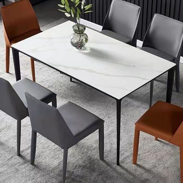 Mesa de comedor contemporánea rectángulo Mesa de piedra sinterizada con 4 piernas negras