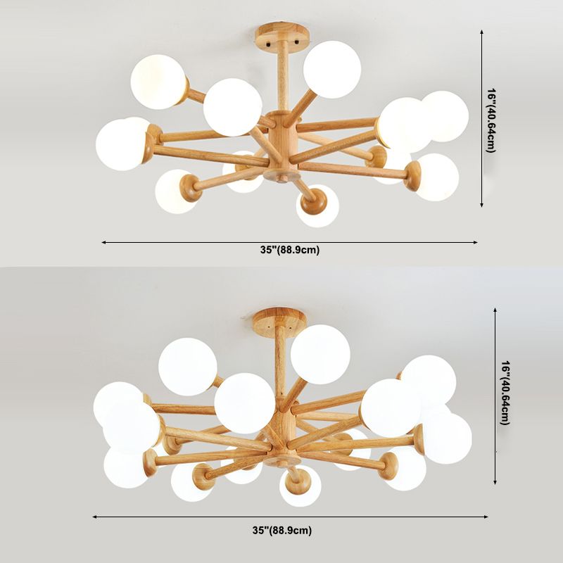 Globe Chandelier Light Fixtures Modern Multi-Head Beige Chandelier Pendant Lamp with Glass Shade