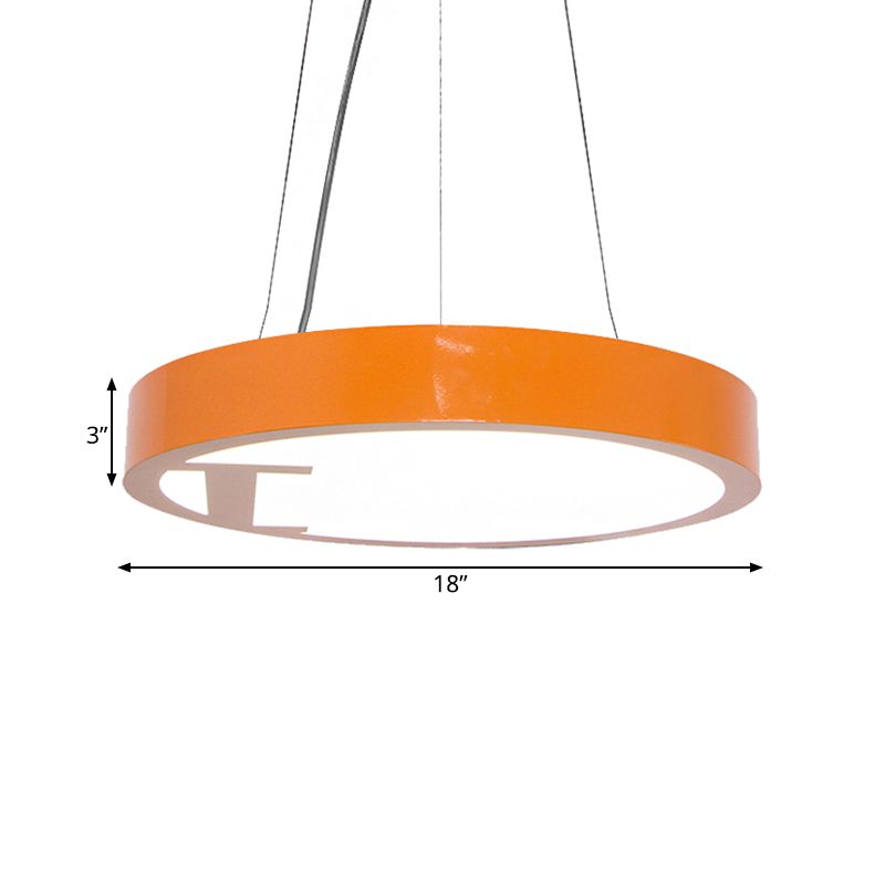 LED Living Room Chandelier Light Fixture with Round Acrylic Shade Modernism Style Yellow/Orange Pendant Lamp