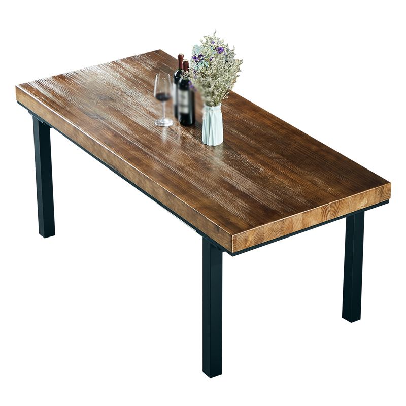 Industrial 1/2/5/7 Pieces Dining Set Solid Wood Dining Table with Leather Chairs