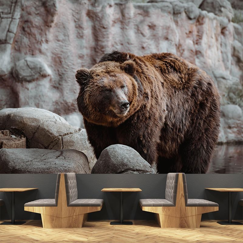 Modern Bear Mural Wall Decor Mildew Resistant Living Room Wall Mural Wall Art