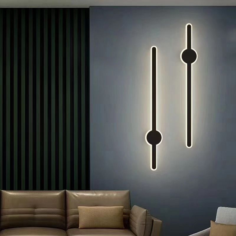 Metal Linear Shape Wall Mount Lighting Modern 1-Light Wall Mount Light Fixture in Black