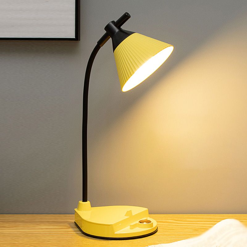 Touch Control Conical Study Light Macaron Plastic Dormitory LED Table Lamp