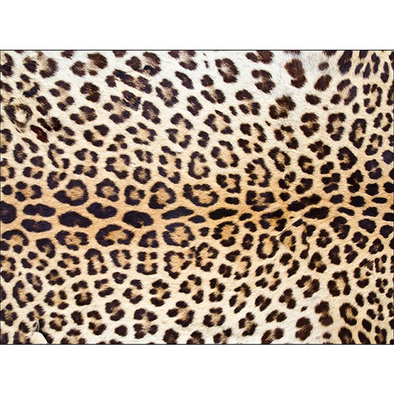 Brown Modern Rug Polyester Leopard Pattern Rug Washable Non-Slip Backing Carpet for Living Room