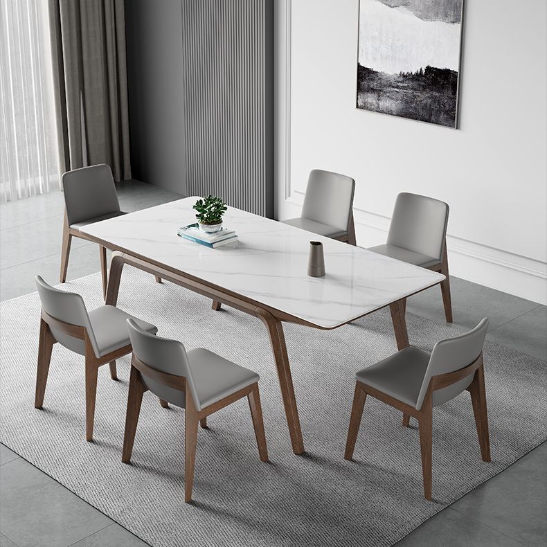 Modern Style Rectangle Table Set 1/2/3/4/5/7 Pieces Dining Set with Wood Legs