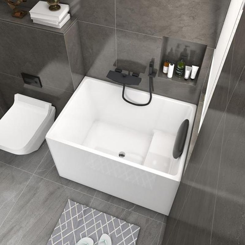 Back to Wall Soaking Bathtub Antique Finish Rectangular Acrylic Bath Tub
