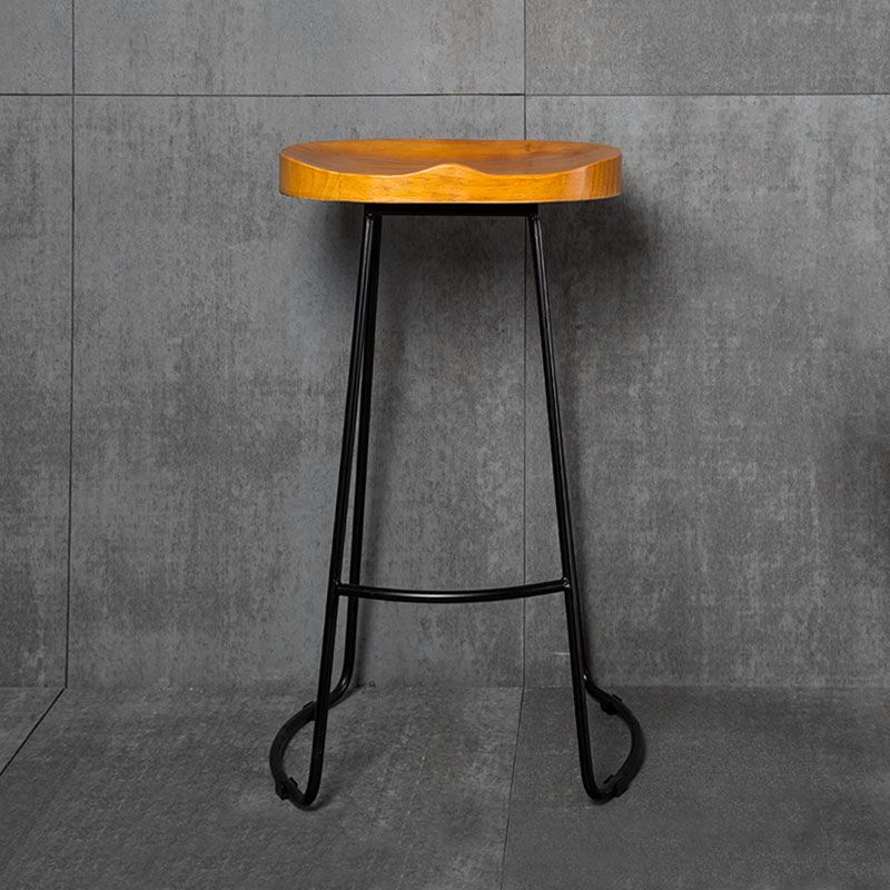 Industrial Backless Counter Stool Natural Wood Counter & Bar Stool for Coffee Shop