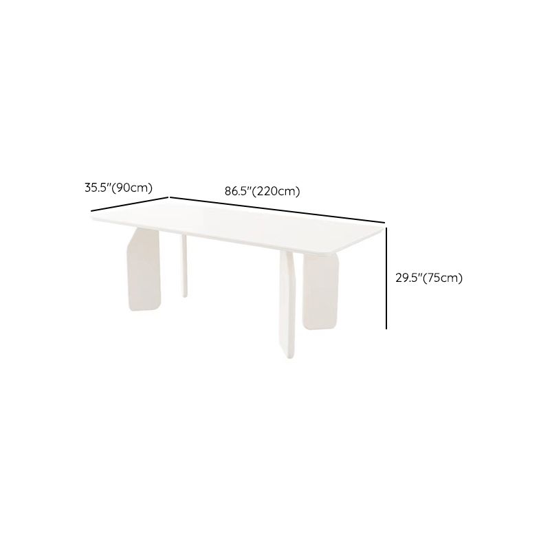Solid Wood Dining Table White Modern Dinner Table for Dining Room