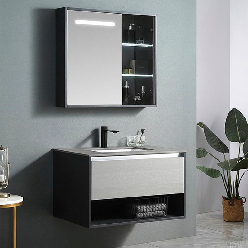 Contemporary Wooden Sink Vanity Storage Shelves Bathroom Sink Vanity