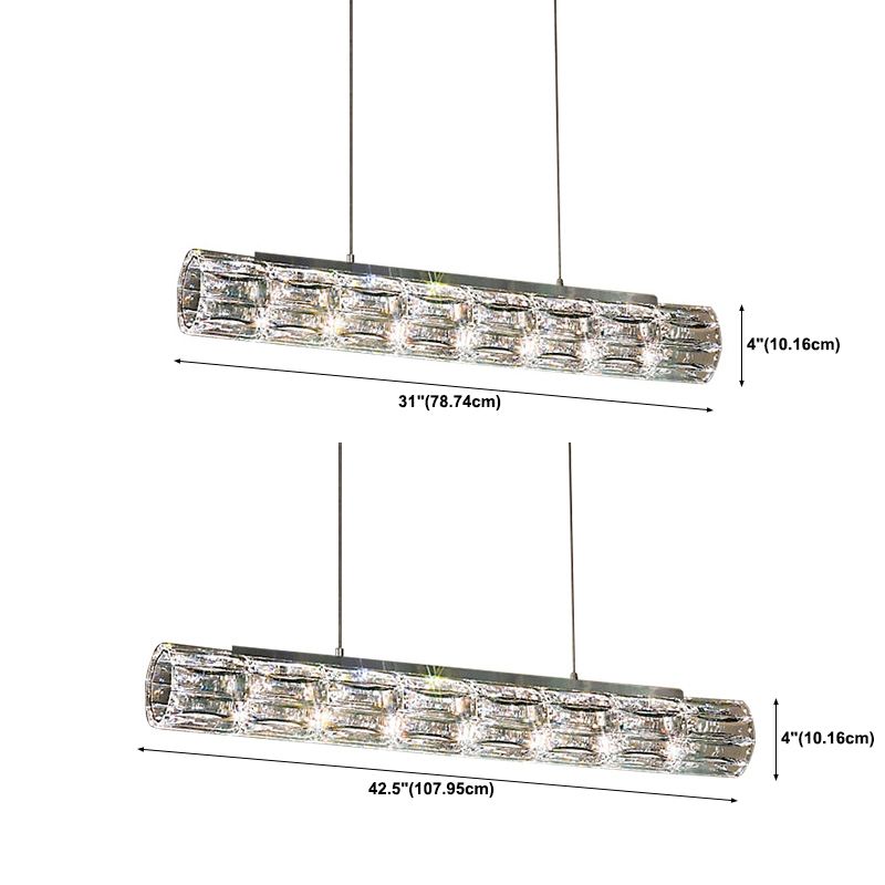 Contemporary Style Linear Shape Island Light Crystal Island Lighting in Transparent
