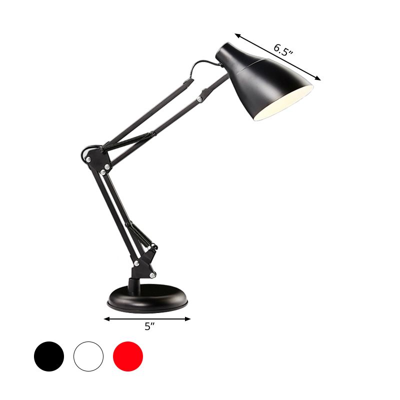 Black/White Multi-Joint Task Desk Lamp with Cone Shade Modern Style 1 Light Metallic Task Lighting for Study Room