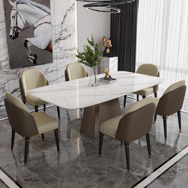 Glam Style Rectangle Table Set 1/4/5/7 Pieces Dining Set for Home Use