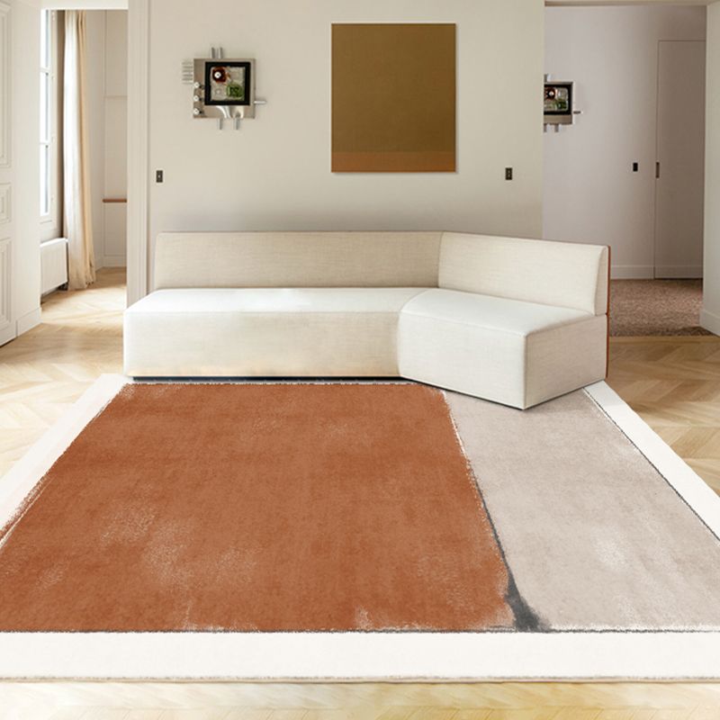Modern Living Room Area Carpet Color Block Polyester Area Rug Stain Resistant Rug