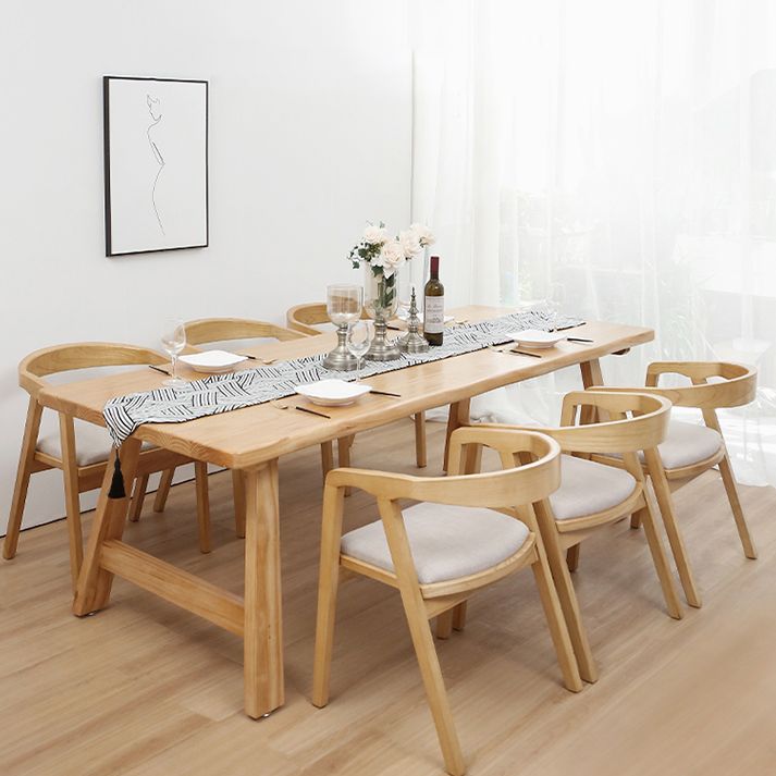 Solid Wood Top Dining Table Modern Simple Table with 4 Legs for Living Room