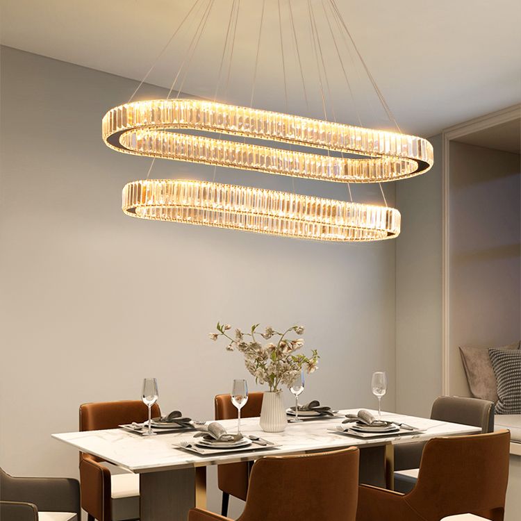 Oval Island Lighting Ideas Modern Chandelier Crystal 2 Light Island Ceiling Light in Gold Finish