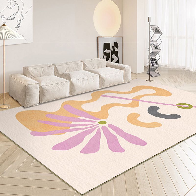 Nordic Modern Rug Pink Polyester Rug Stain Resistant Rug for Living Room