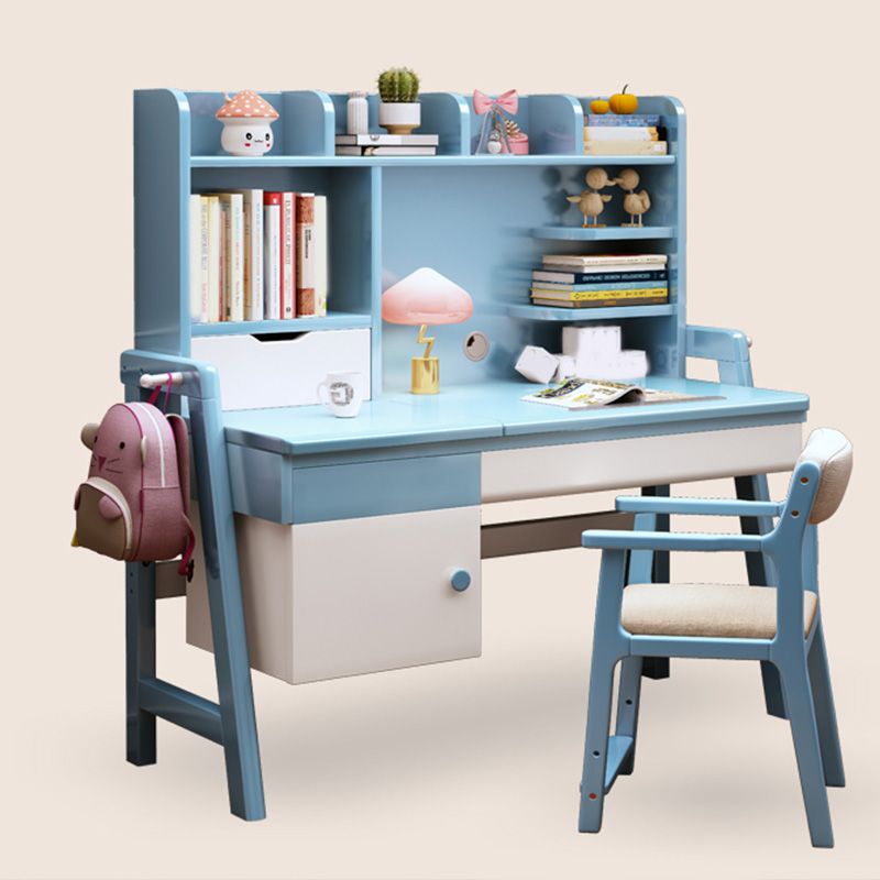 Solid Wood Kids Desk with Drawer Adjustable Writing Desk 23.6"W