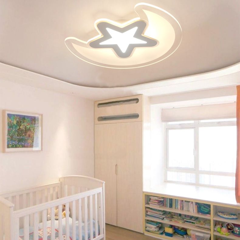 Mond- und Stern-Unterputzleuchte, minimalistische Acryl-LED-Deckenleuchte in Weiß