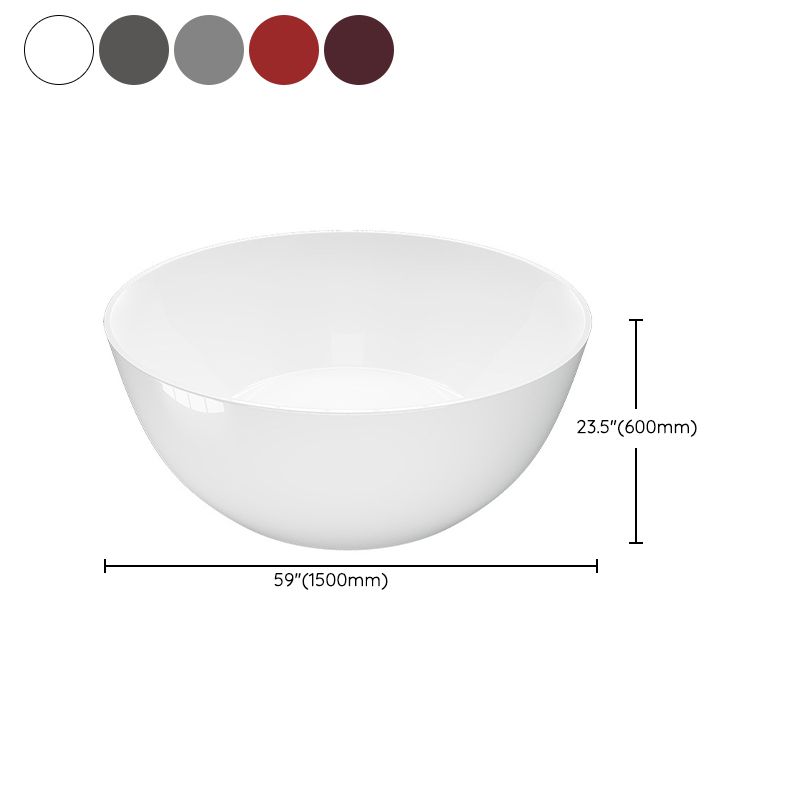 Acrylic Round Tub Soaking Freestanding Bathtub , 23.62-inch Tall