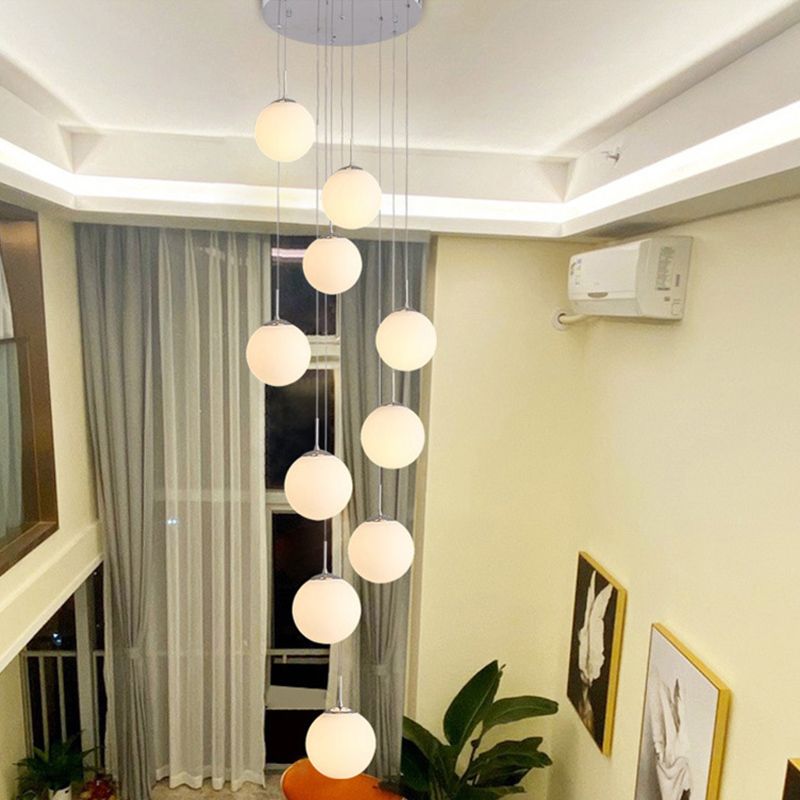 Sphere Staircase Pendant Ceiling Light Glass Modern Style Ceiling Pendant Light in Gold