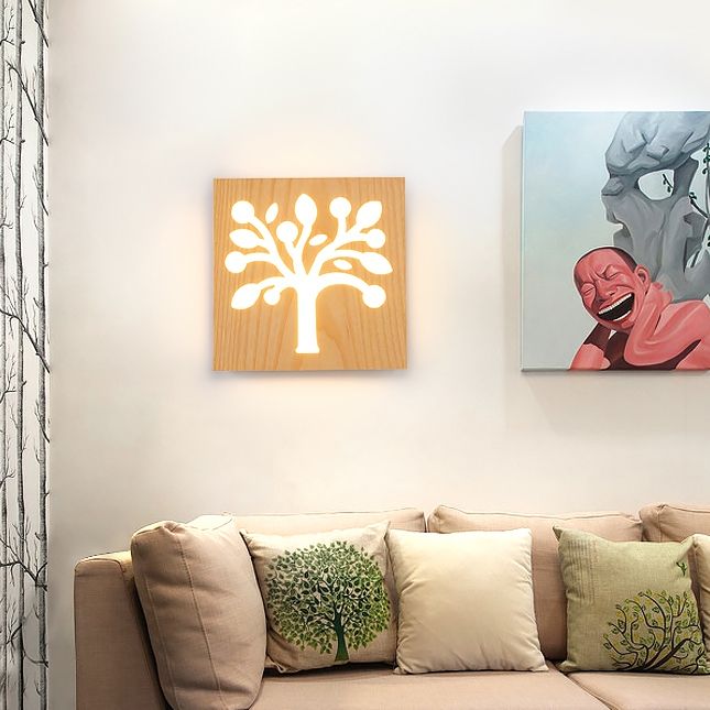 Modern Wooden Wall Light Sconce Creative Wall Light Fixture for Bedroom