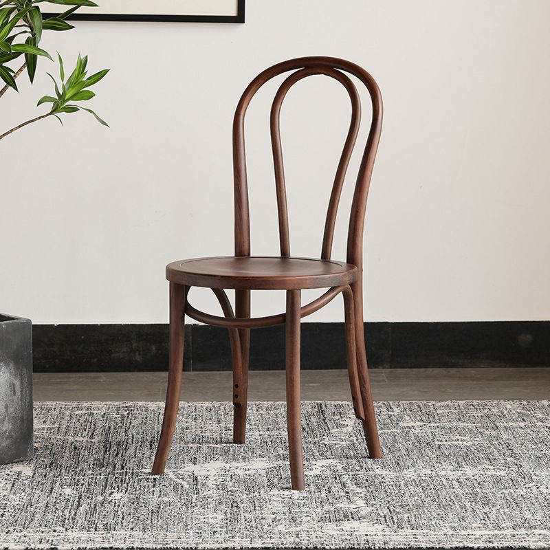 Silla tradicional de comedor de madera natural con respaldo Windsor de haya (juego de 2)