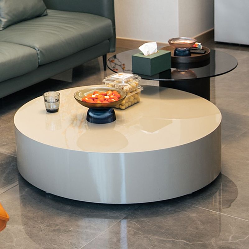 North European Round Coffee Table Wood 1 Cocktail Table with Drawers