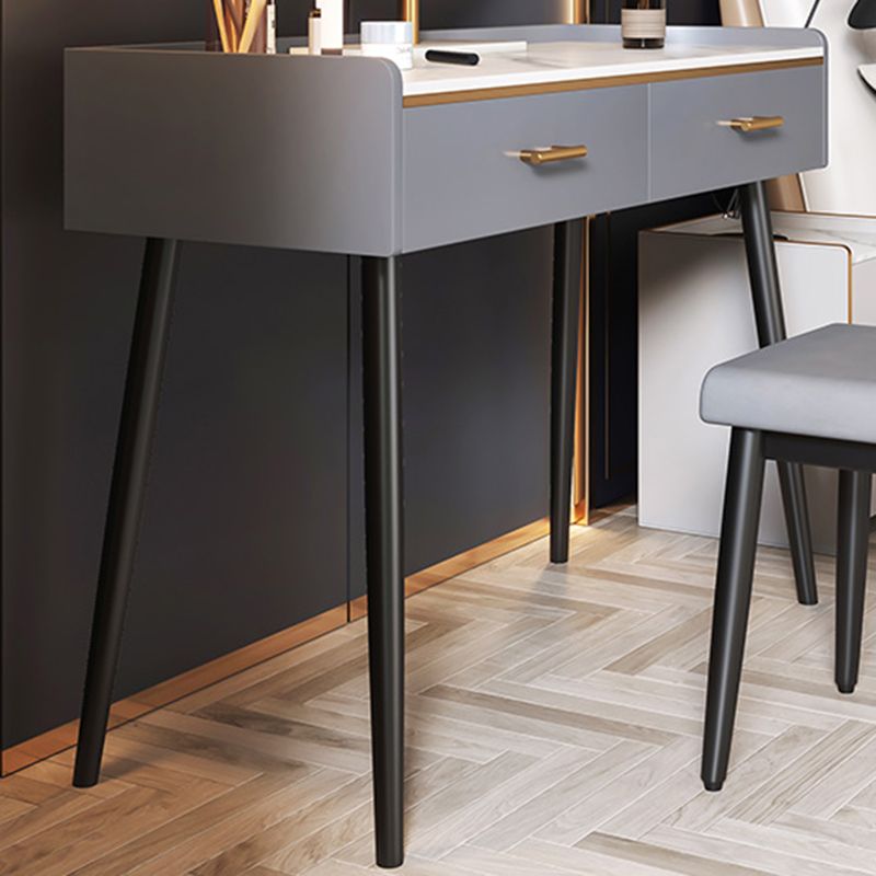 Grey Vanity Bedroom Stone Top Make-up Vanity with Storage Drawers