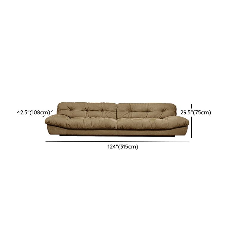 Tufted Down Fill Cushions Sofa Faux Leather Armless Settee in Dark Brown