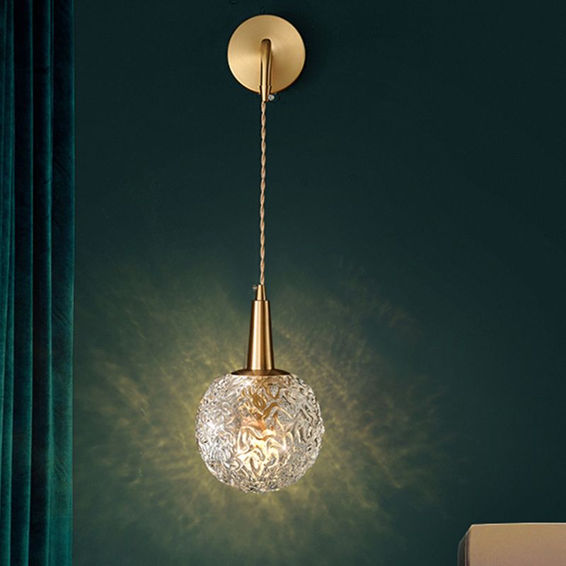 Nordic Style Crystal Wall Light Gold Globe Wall Sconce for Living Room