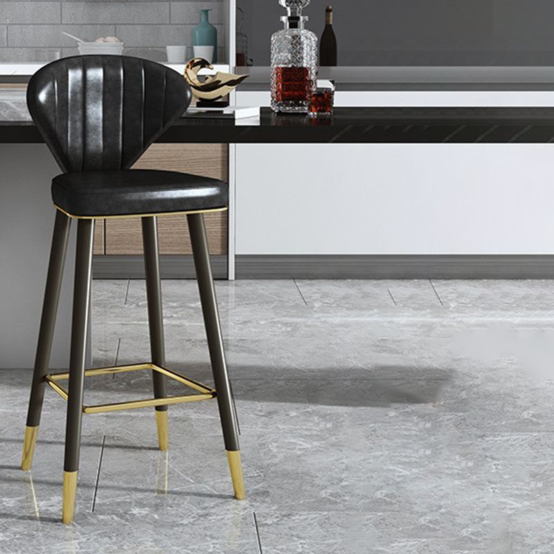 Nordic Glam Style Bar-stool PU Leather Counter Bar Stool with Metal Legs
