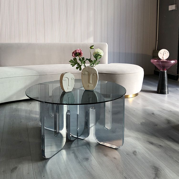 Acrylic Round Coffee Table Clear Cocktail Table for Living Room