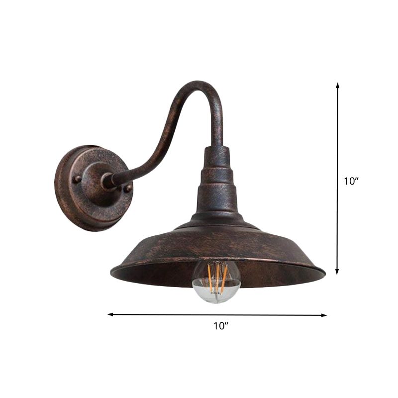 1 Bulb Iron Wall Light Rustic Black Finish Barn Bedside Wall Sconce with Gooseneck Arm