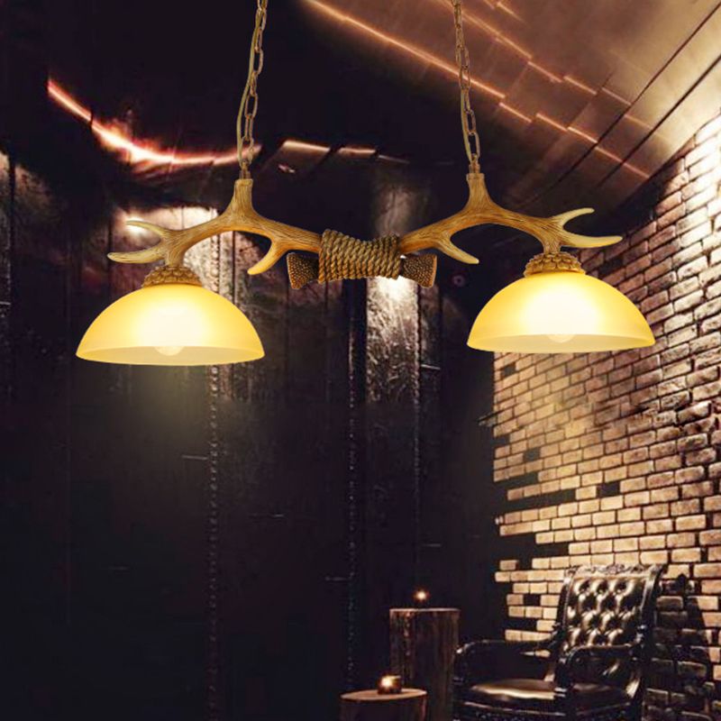Wood 2 Lights Chandelier Light Fixtures Deer Antler Cottage Chandelier Lighting for Bar