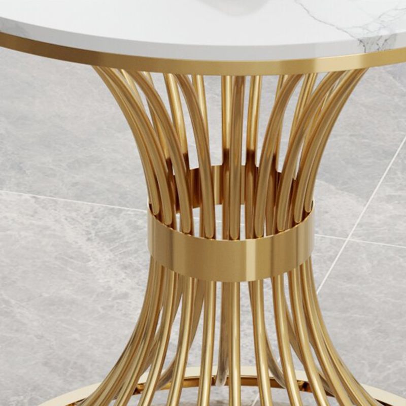 Polished Finish Stone Top Table Modern Style Round Dining Table