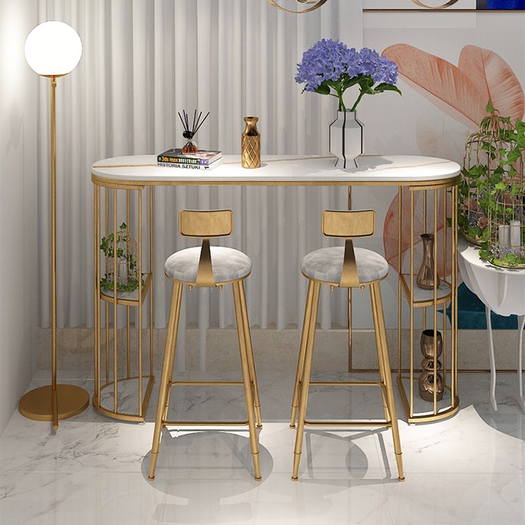 Scandinavian Counter-height Stool Round Velvet Counter Stool for Living Room