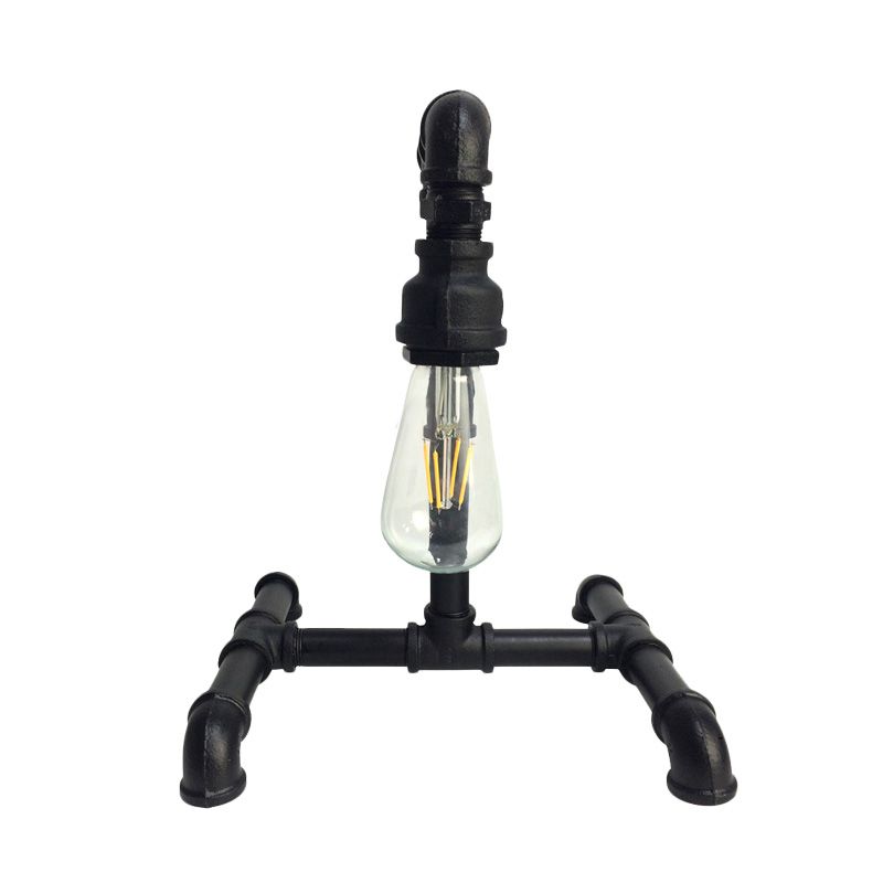 Kupfer/Schwarz 1 Leichte kleine Schreibtischlampe Vintage Eisen exponierte Glühbirnen-Stecker im Nachttischleuchten mit rohrähnlicher Basis
