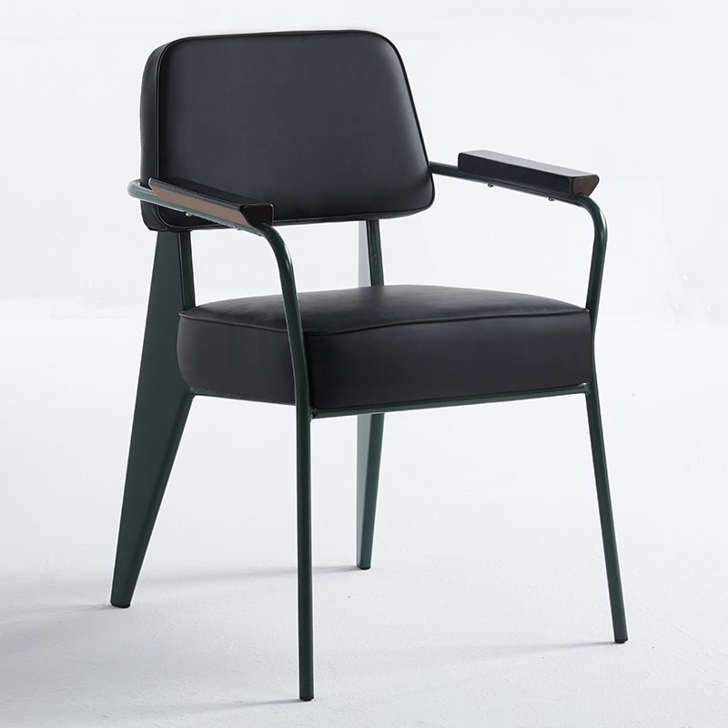 Scandinavian Home Arm Chair Open Back Metal Upholstered Dining Room Chair
