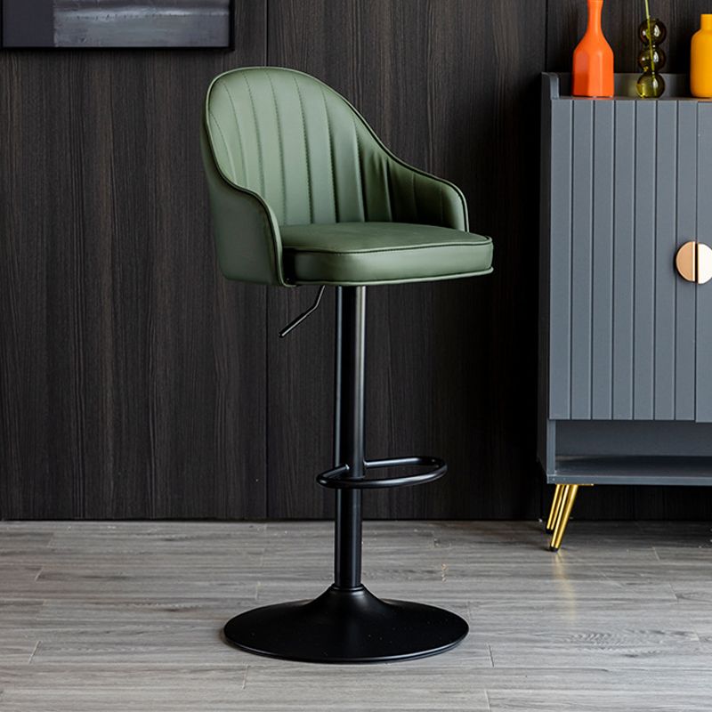 Scandinavian Metal Barstool Adjustable Low Back PU Leather Barstools